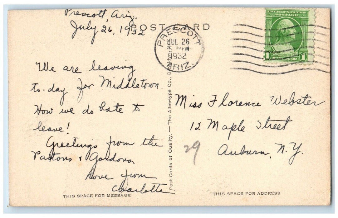 1932 Prescott Jerome Rock Mountain Highway Arizona AZ Vintage Antique Postcard