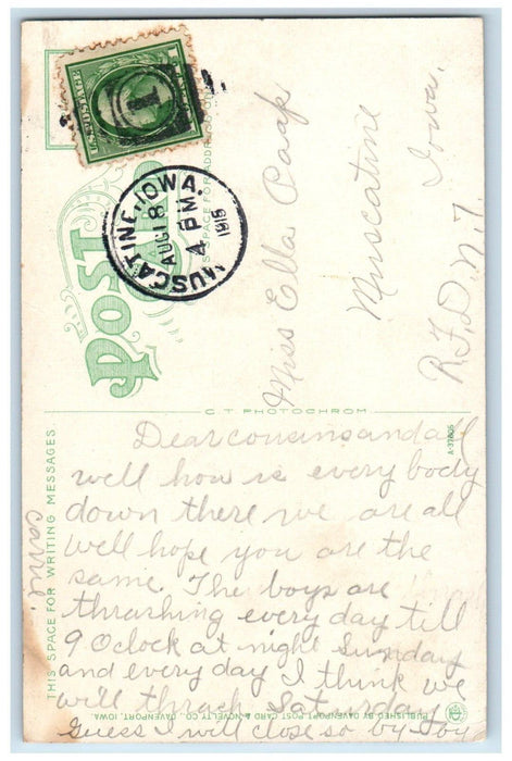1915 Steamer Ship G. W. Hill On Mississippi River Muscatine Iowa IA Postcard