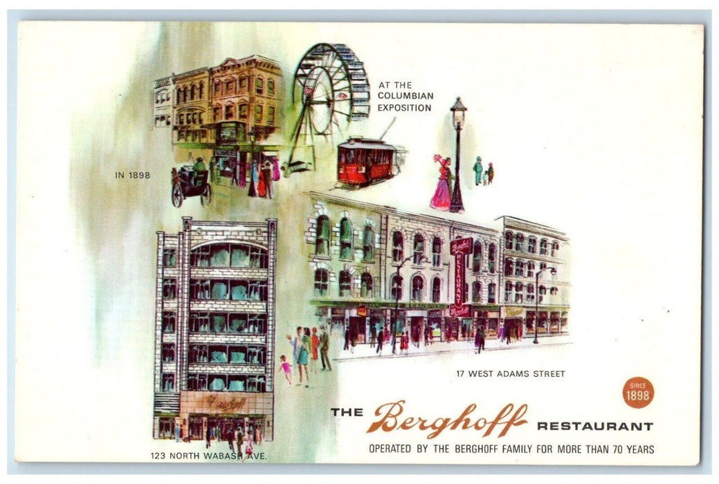 1960 Berghoff Restaurant Multi-View Chicago Illinois IL Vintage Antique Postcard