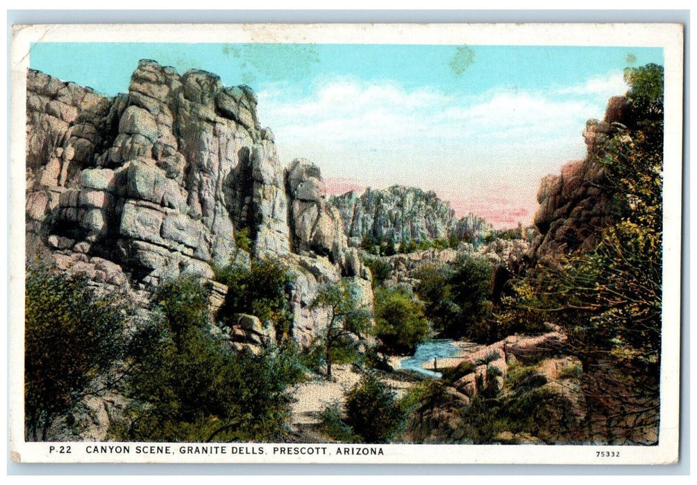 1932 Canyon Scene River Granite Dells Prescott Arizona Vintage Antique Postcard
