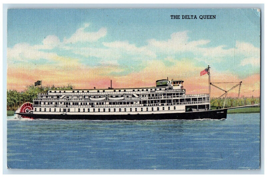 1954 The Delta Queen Greenline Steamer Ship Cincinnati Ohio OH Vintage Postcard