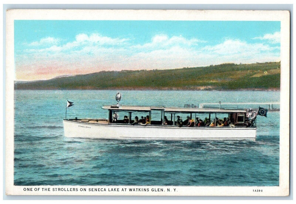 c1930's Watkins Glen NY, One Of The Stollers Seneca Lake Boat Passenger Postcard