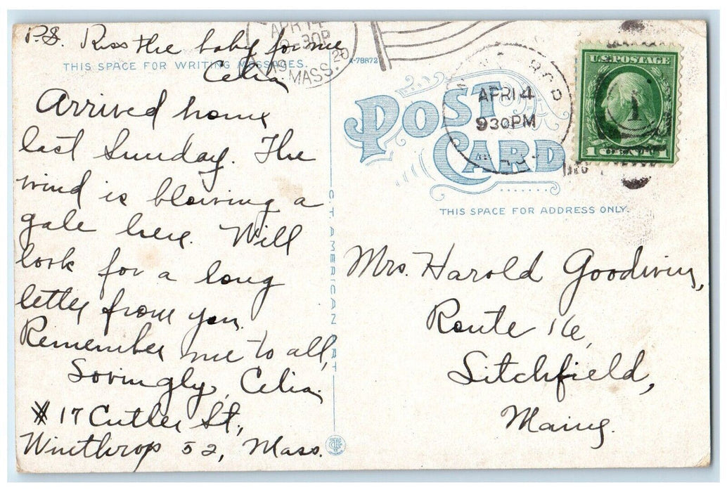 1920 Yachting Cottage Park Winthrop Massachusetts MA Posted Vintage Postcard