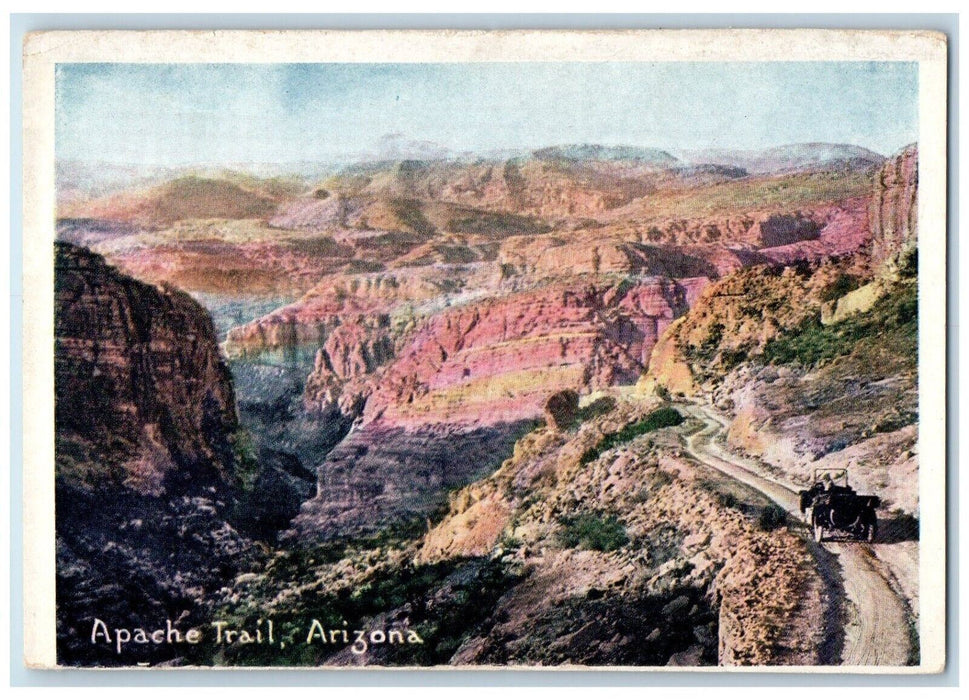 c1910 Apache Trail Mountain Road Cliff Car Arizona AZ Vintage Antique Postcard