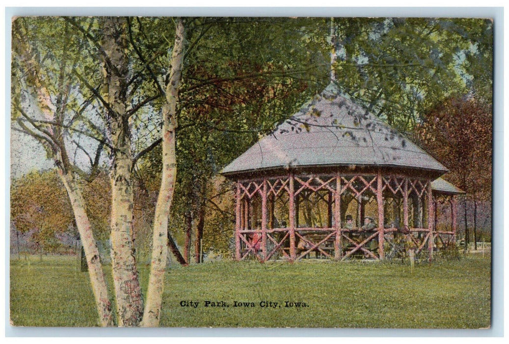 1909 City Park Garden Gazebo Cottage Scene Iowa City, Iowa IA Antique Postcard