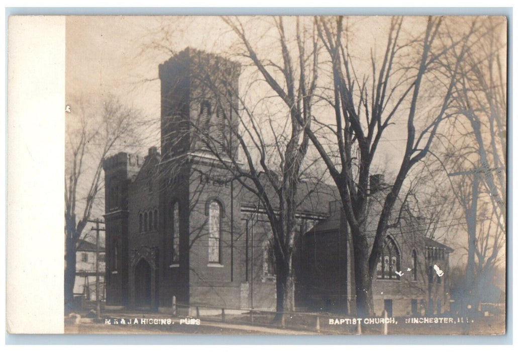 c1910's Baptist Church Winchester Illinois IL RPPC Photo Unposted Postcard