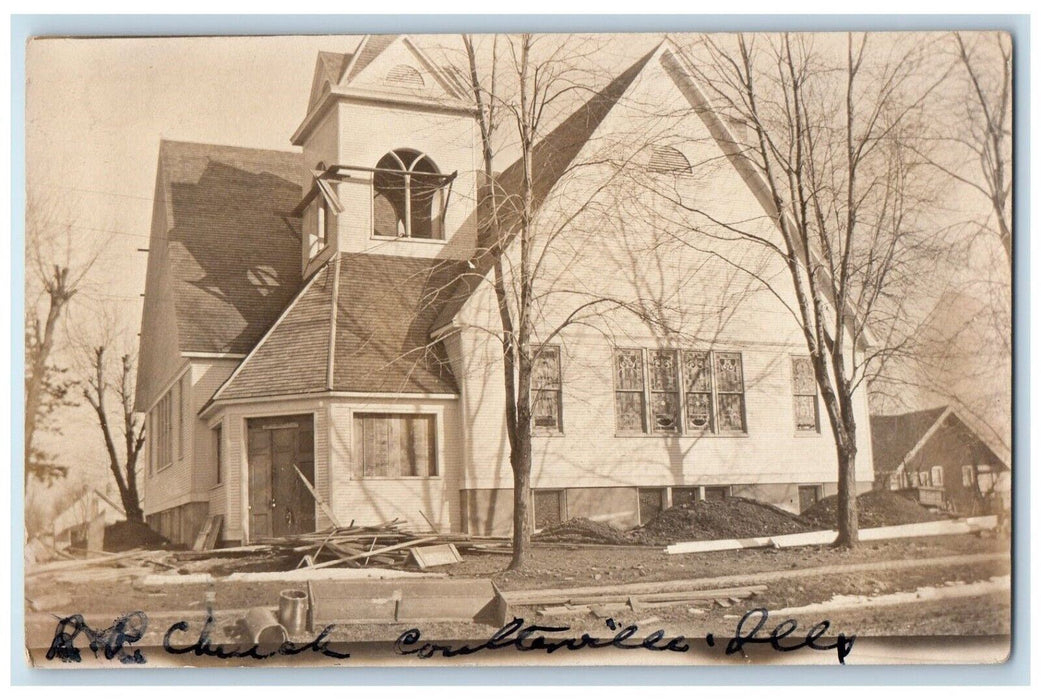 c1910's Church Under Construction Coulterville Illinois IL RPPC Photo Postcard