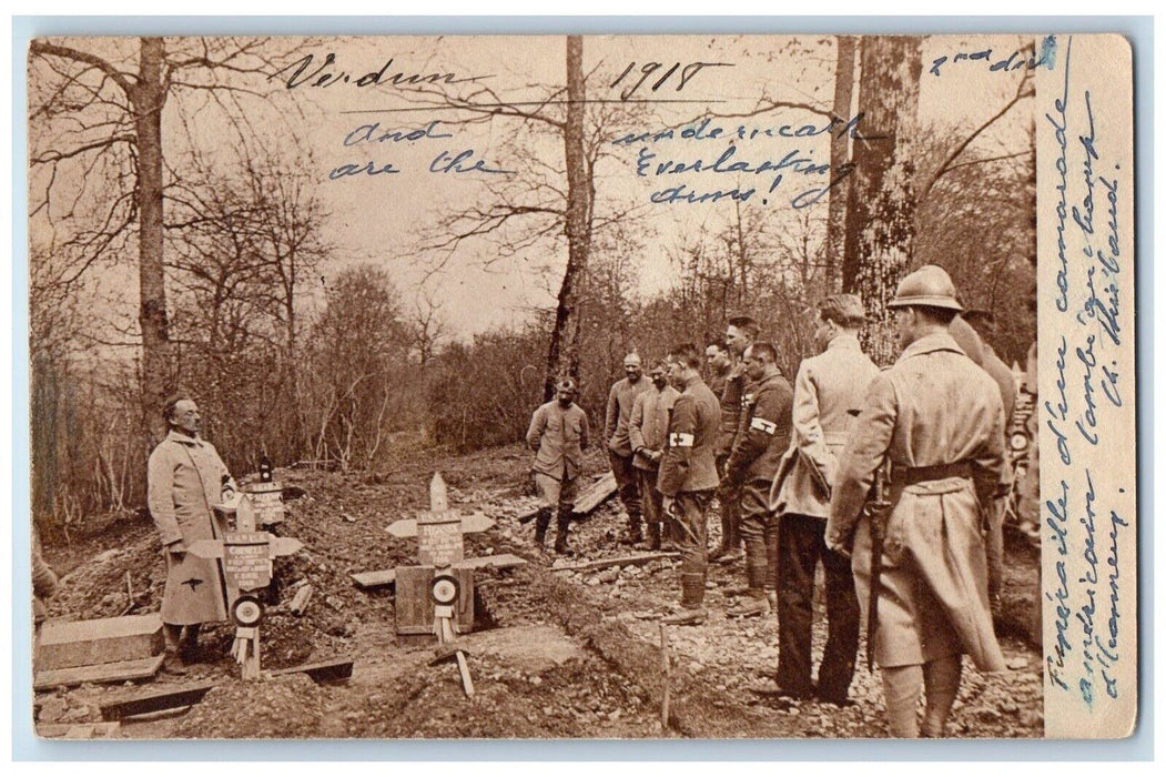 1918 WWI Soldier Graveyard Military Verdun France RPPC Photo Unposted Postcard