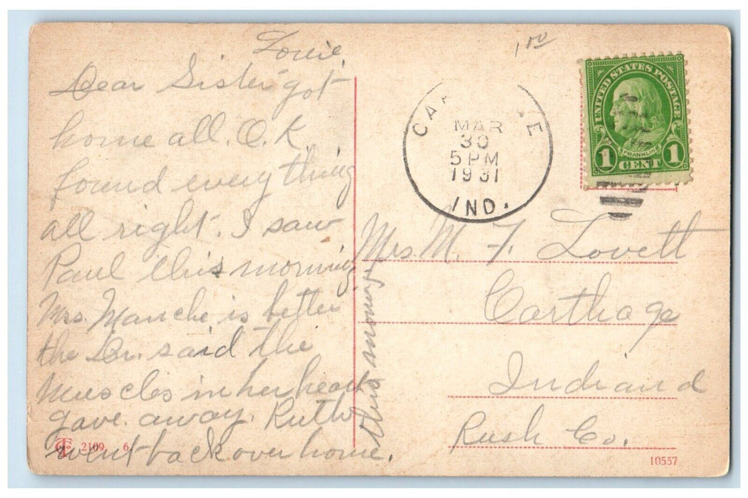 1931 Joyful Easter Children Egg Hunting Chicks Carthage Indiana IN Postcard
