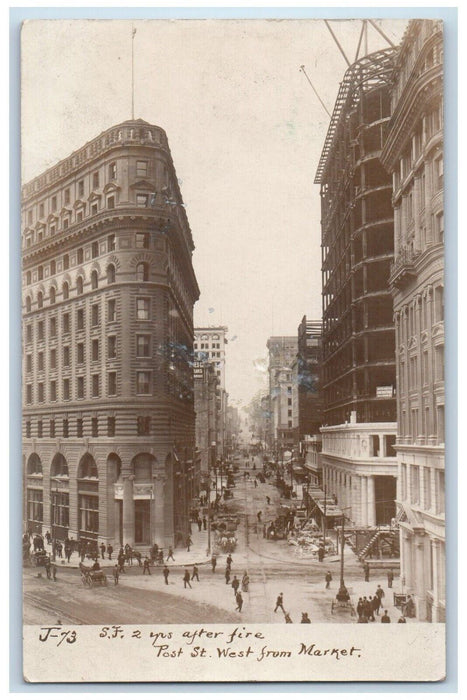 1909 Post St. West From Market San Francisco California CA RPPC Photo Postcard