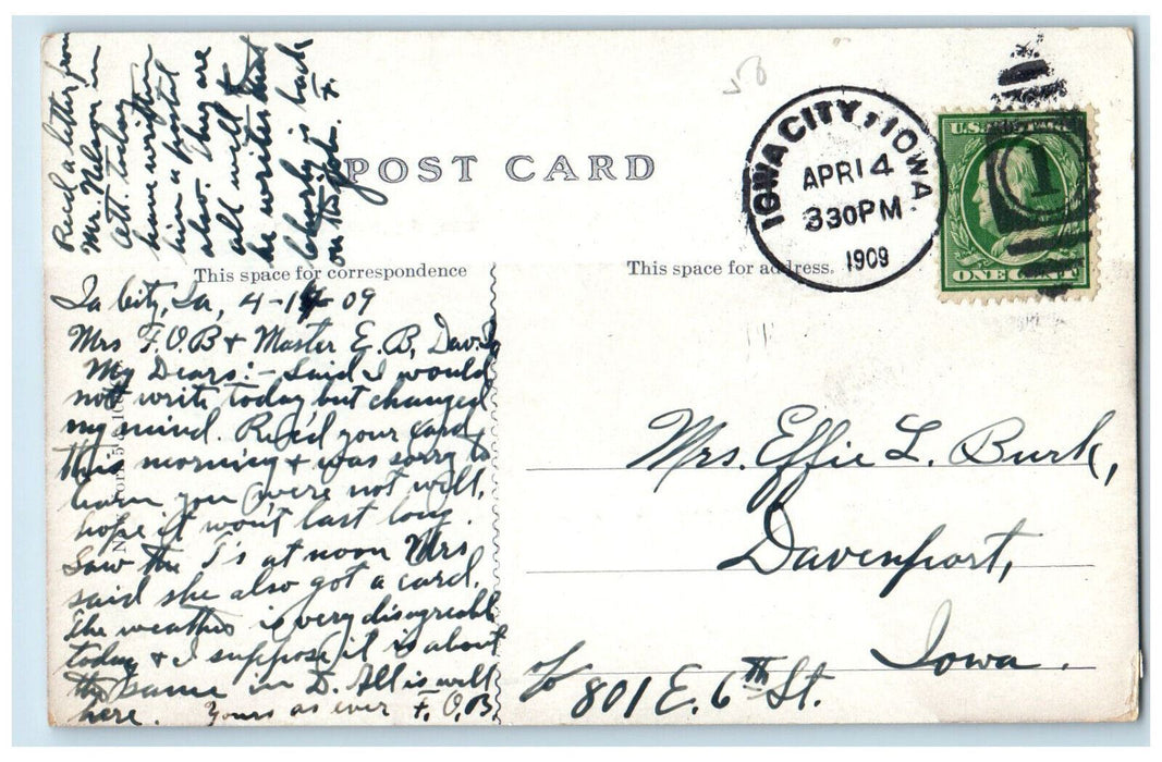 1909 Interurban Cut Train Railroad View Near Iowa City, Iowa IA Antique Postcard