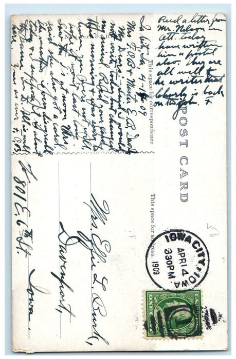 1909 Interurban Cut Train Railroad View Near Iowa City, Iowa IA Antique Postcard