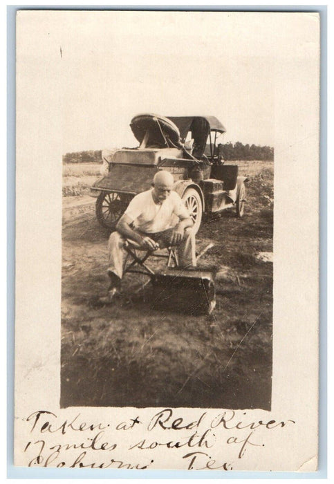 c1918 Man Truck Cleburn Red River Texas TX RPPC Photo Posted Postcard