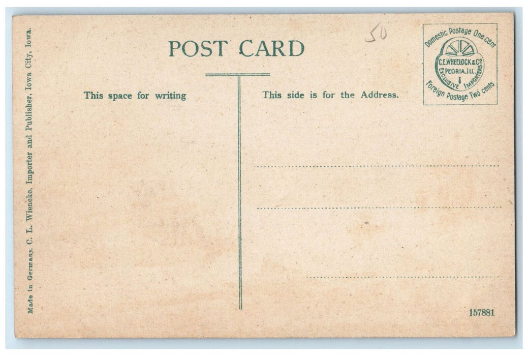 Scenic View Of Old Mill Dam Near Iowa City, Iowa IA Antique Unposted Postcard