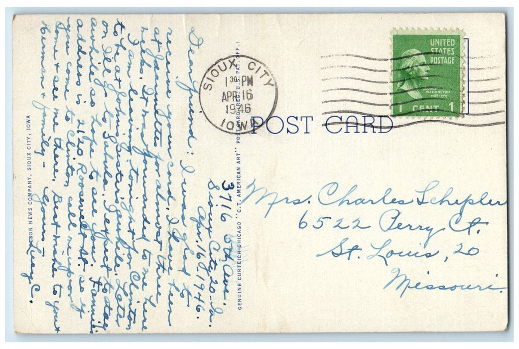 1946 Pergola And Drive In Grandview Park Sioux City Iowa IA Vintage Postcard