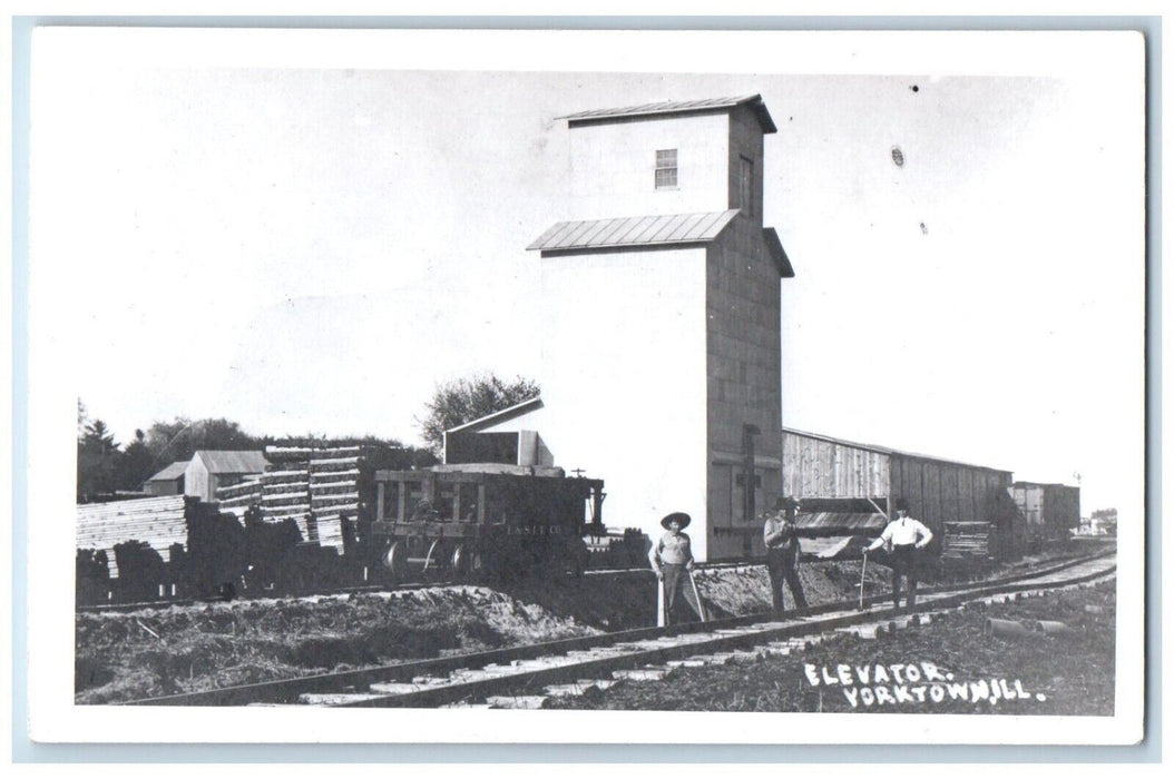 c1950's Grain Elevator Railroad Bureau County Yorktown IL RPPC Photo Postcard