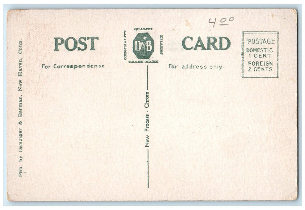 c1920's Main Street Poli's Theater Railway Classic Cars Bridgeport CT Postcard