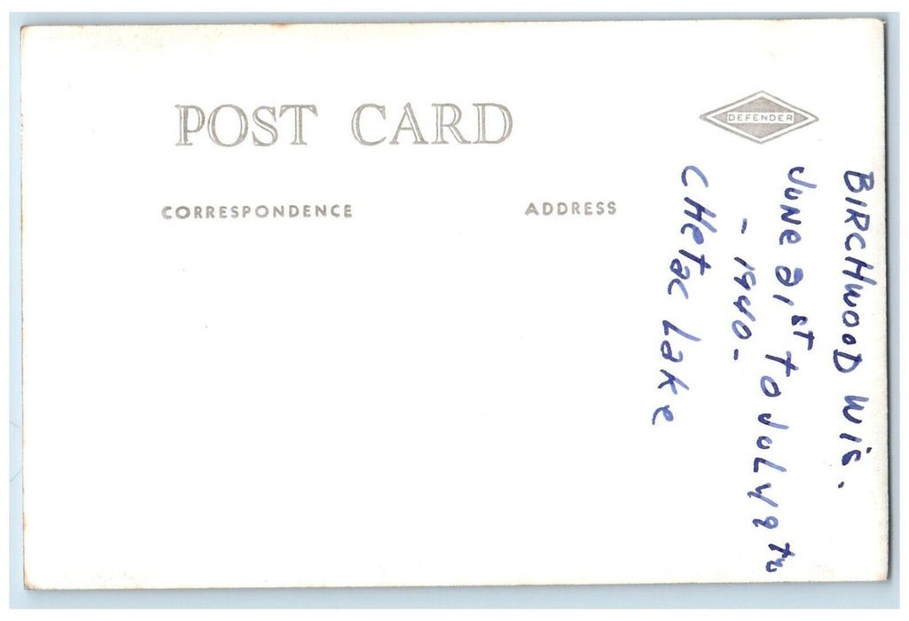 1940 Garbutt Isle Resort View Big Chetac Lake Birchwood WI RPPC Photo Postcard