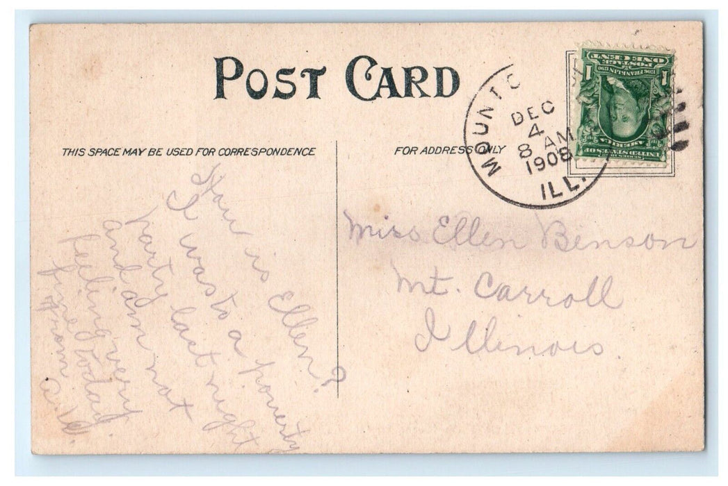 1908 Caroline Mark Home Old Ladies Mt. Carroll Illinois IL Posted Postcard