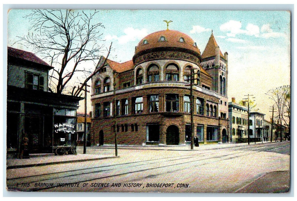 1908 Barnum Institute Science History School Building Bridgeport CT Postcard