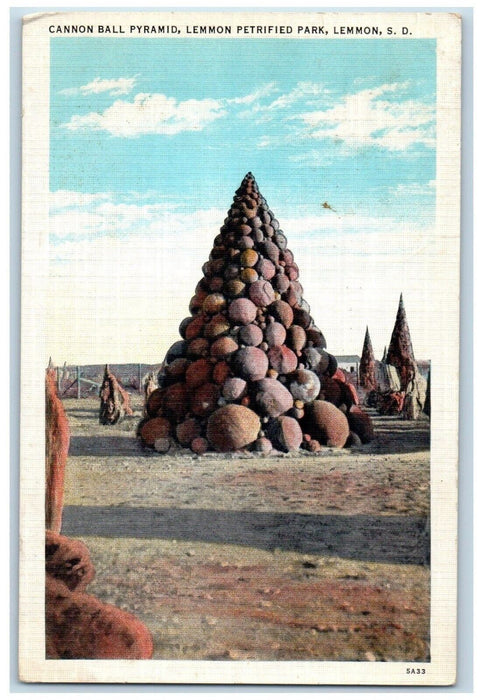 1940 Canon Ball Pyramid Lemon Petrified Park Lemmon South Dakota SD Postcard