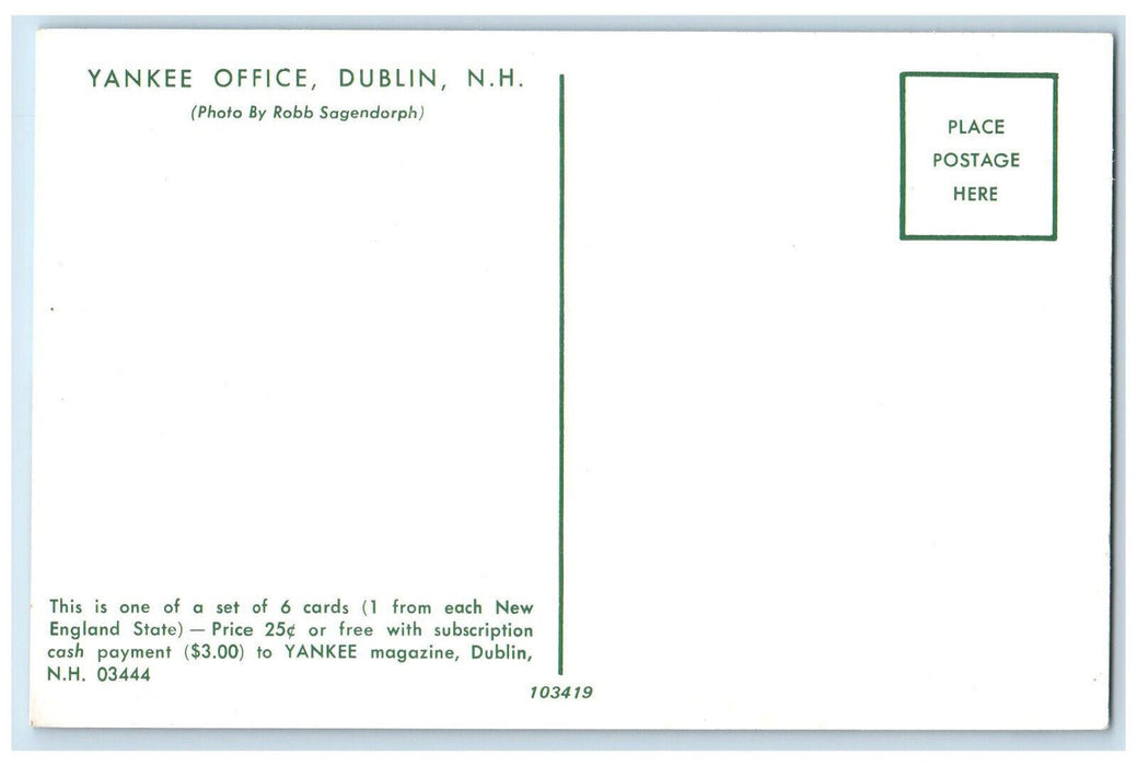 c1960's Entrance View Yankee Office Dublin New Hampshire NH Vintage Postcard