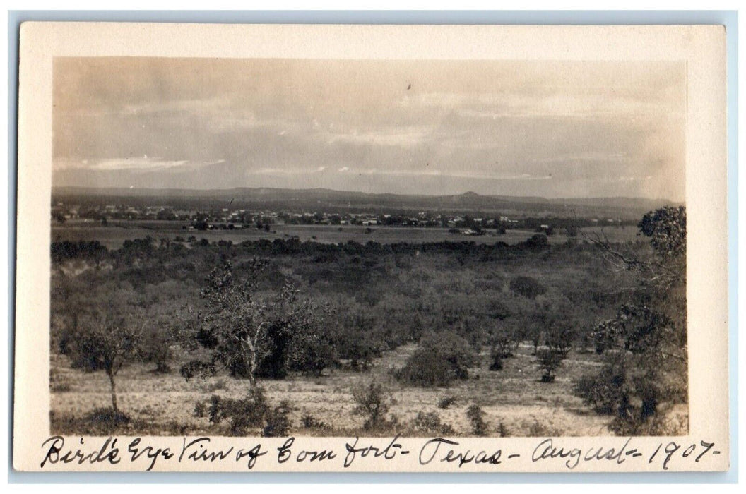 1907 Bird's Eye View Comfort Texas TX RPPC Unposted Photo Postcard