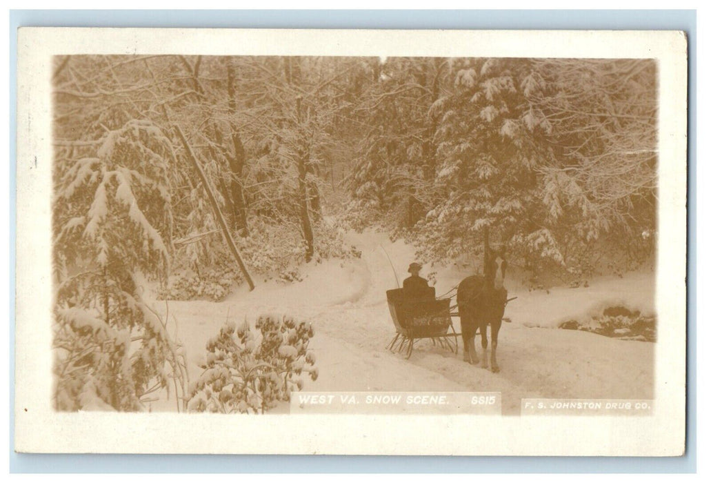 c1910's Snow Scene Horse Sled Davis West Virginia WV RPPC Photo Antique Postcard