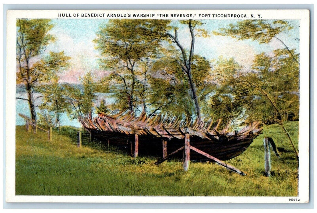 c1920 Hull Benedict Arnold's Warship Revenge Fort Ticonderoga New York Postcard