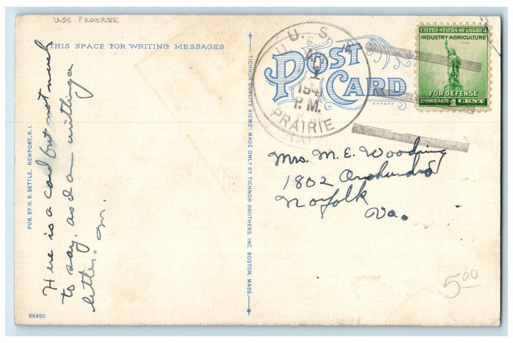 1941 Aerial View Mount Hope Bridge Road Providence Newport Rhode Island Postcard