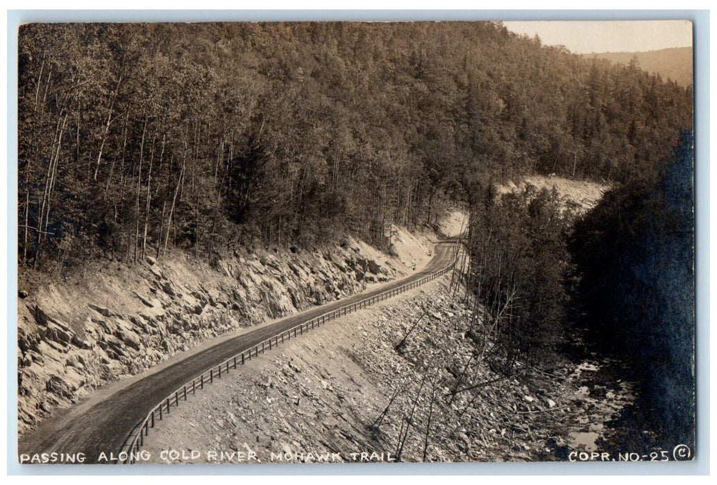 c1910's Passing Along Cold River Mohawk Trail MA Antique RPPC Photo Postcard
