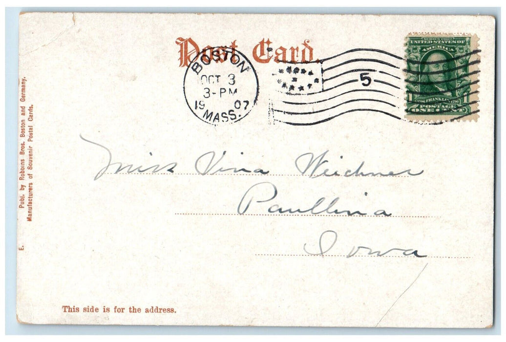 1907 Canoeing Echo Bridge Newton Upper Falls Massachusetts MA Antique Postcard