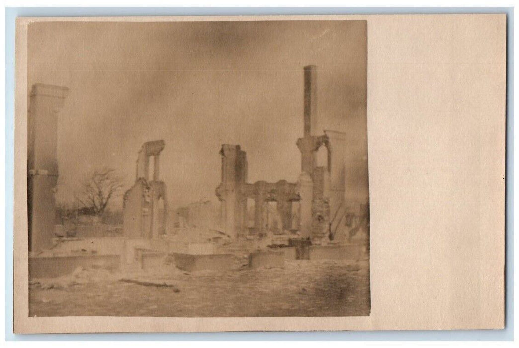 1908 Fire Disaster High School Billingham Hill Chelsea MA RPPC Photo Postcard