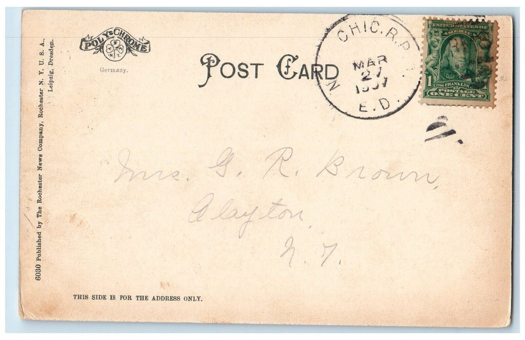 1907 Hudson River New York Fishing Boat Steamer Central Trains New York Postcard
