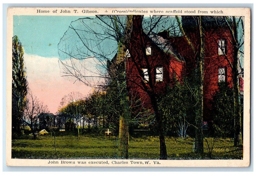 c1920 Home John Gibson John Brown Executed Charles Town West Virginia Postcard