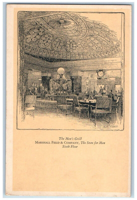 1910 Men's Grill Marshall Field Company Sixth Floor Chicago Illinois IL Postcard