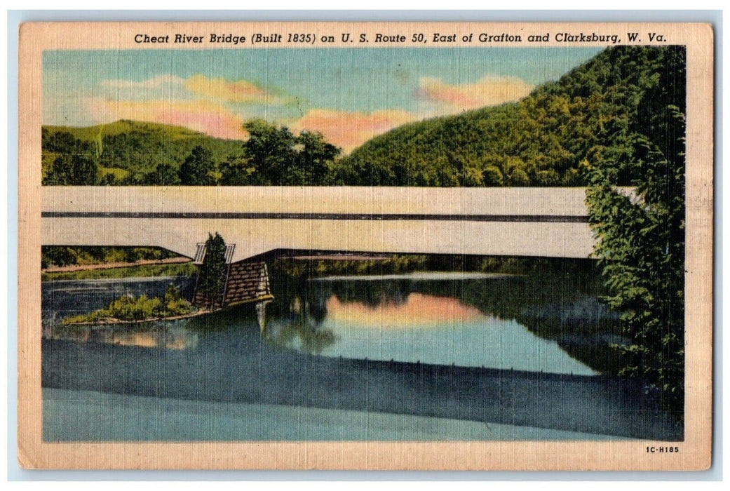 1955 Cheat River Bridge East Grafton Clarksburg West Virginia Vintage Postcard