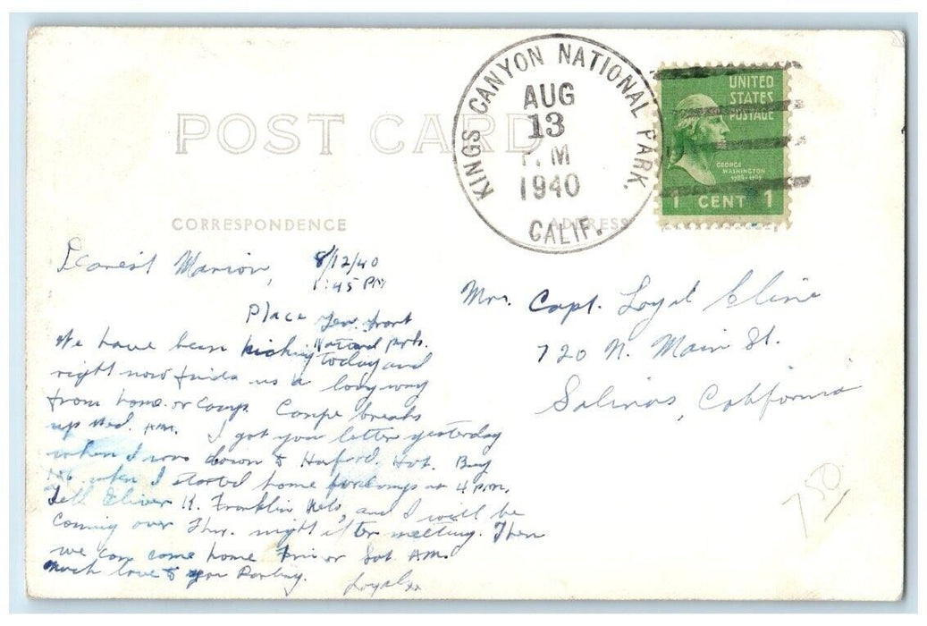 1940 Grant Nations Christmas Tree Giant National Park CA RPPC Photo Postcard
