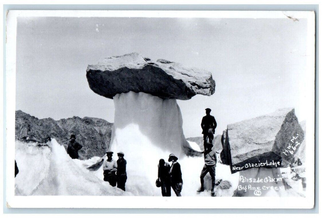1958 Mushroom Rock Formation Palisade Glacier Lodge CA RPPC Photo Postcard