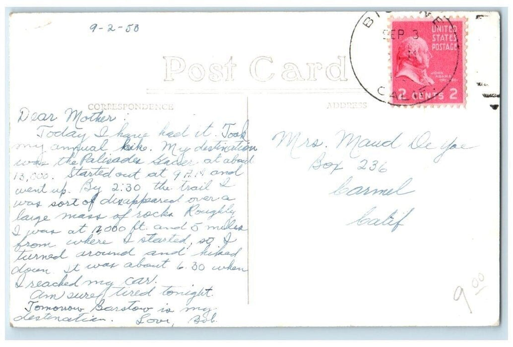 1958 Mushroom Rock Formation Palisade Glacier Lodge CA RPPC Photo Postcard