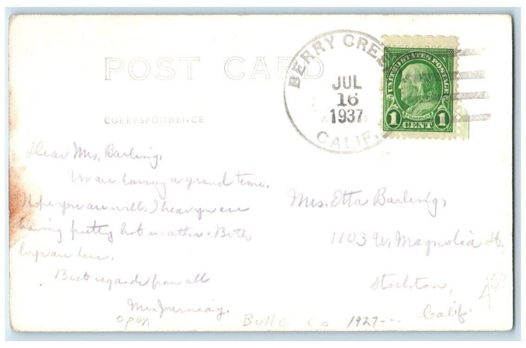 1937 Headquarters Building Bucks Lake Lodge Berry Creek CA RPPC Photo Postcard