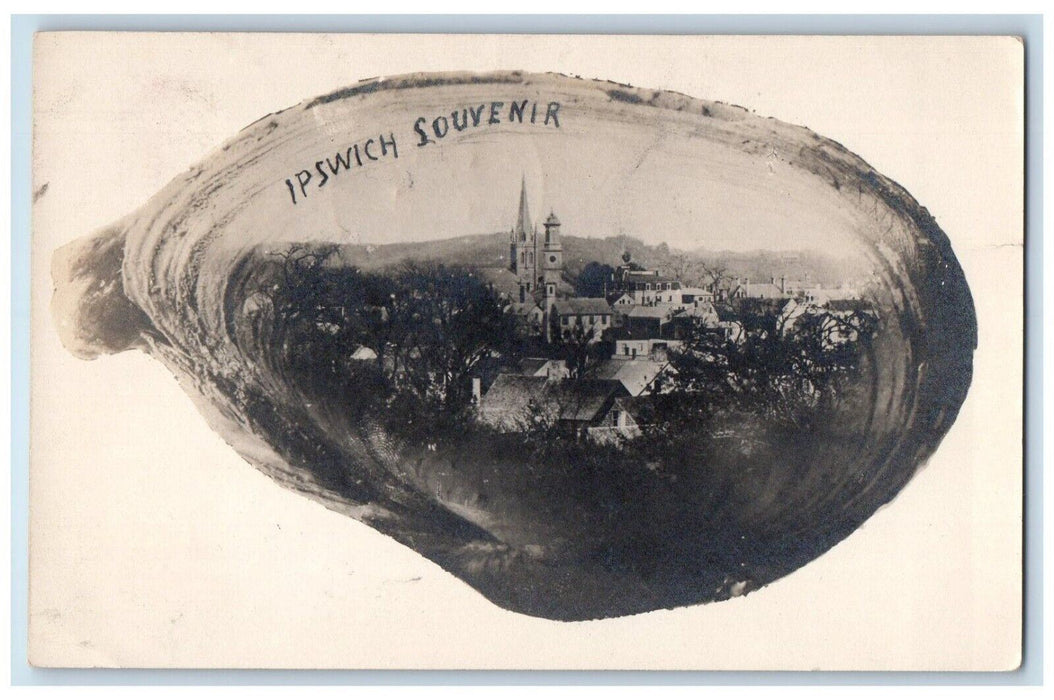 1907 Birds Eye View Of Ipswich Massachusetts MA, Souvenir RPPC Photo Postcard