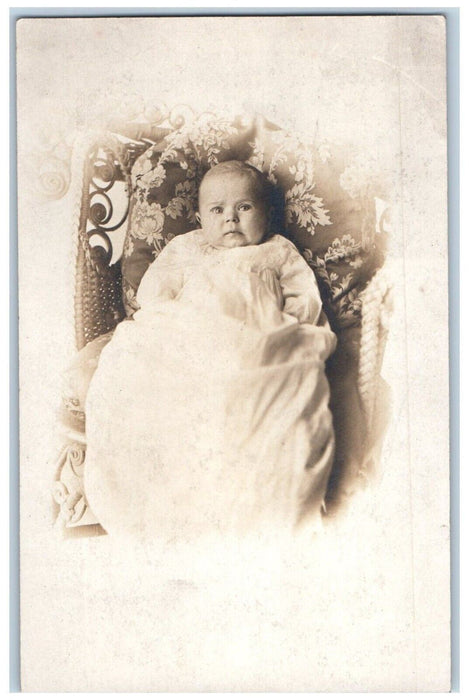 c1910's Phyllis Hight Cute Baby White Dress Toledo Ohio OH RPPC Photo Postcard