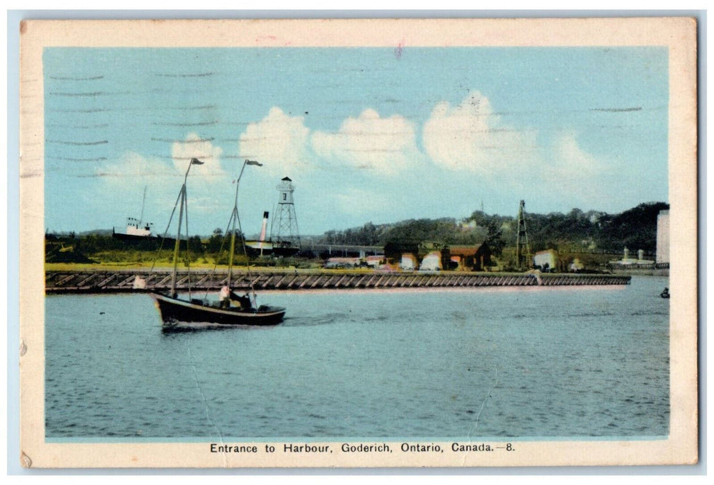 1944 Entrance to Harbour Goderich Ontario Canada Vintage Posted Postcard