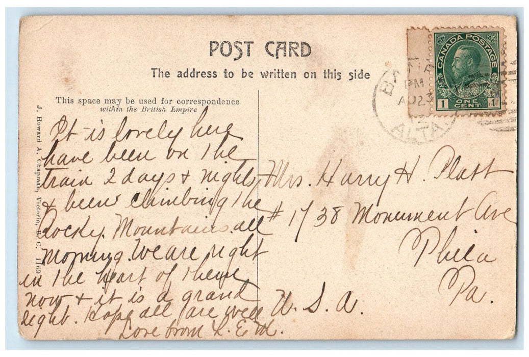 1912 Cathedral Mountain Nr Field British Columbia Canada Antique Posted Postcard