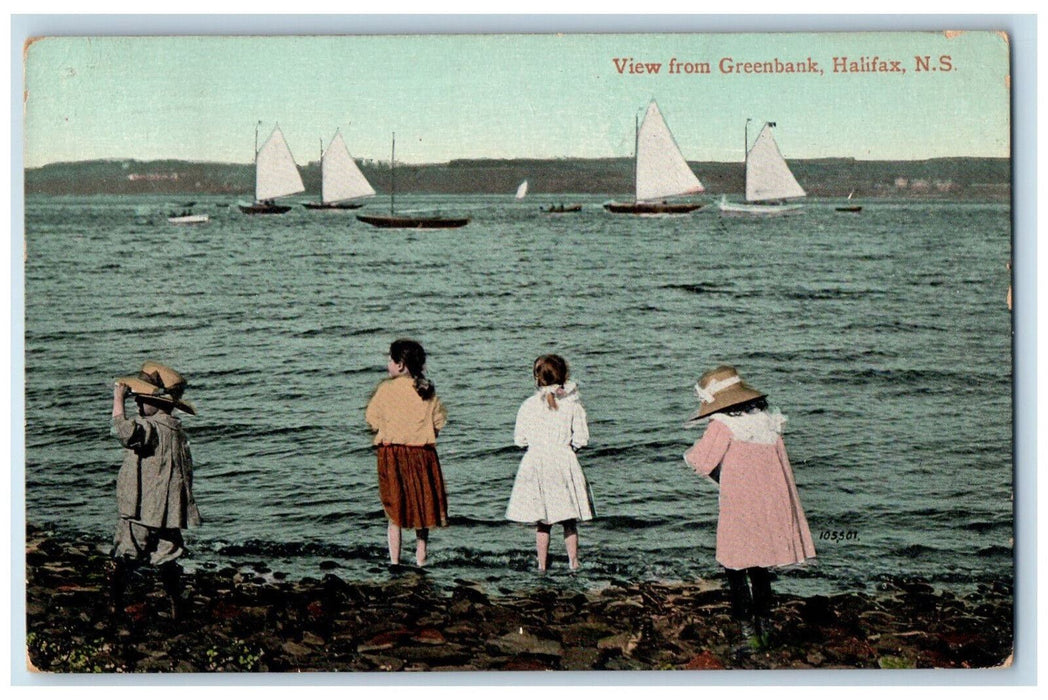 c1910 Boating View from Greenbank Halifax Nova Scotia Canada Postcard