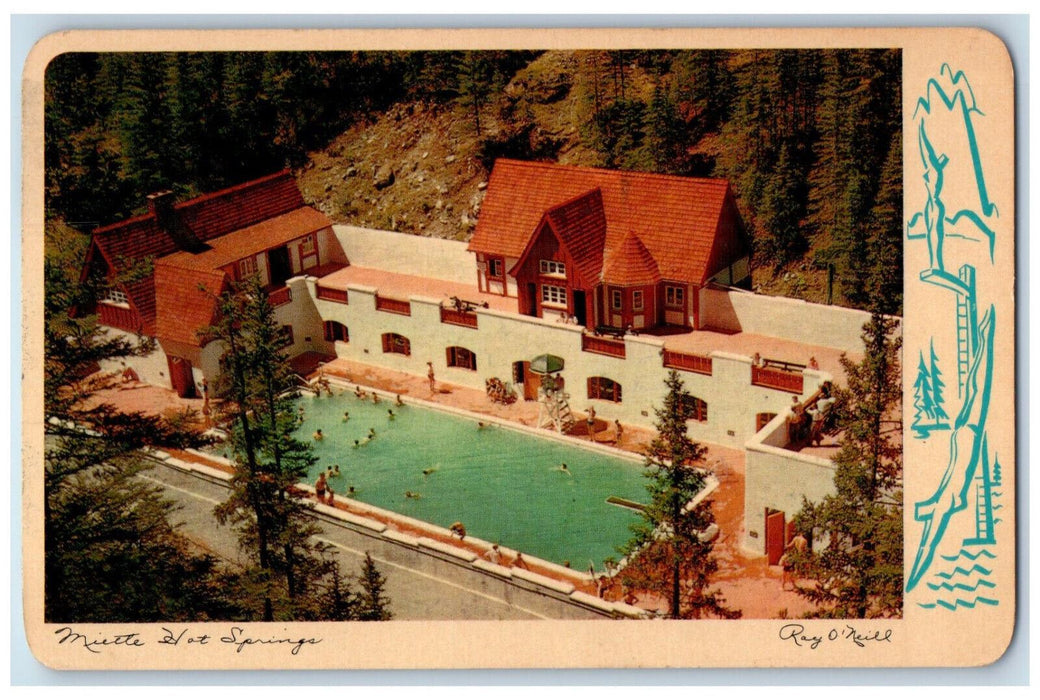 1961 Miette Hot Springs Swimming Pool View Jasper Alberta Canada Postcard