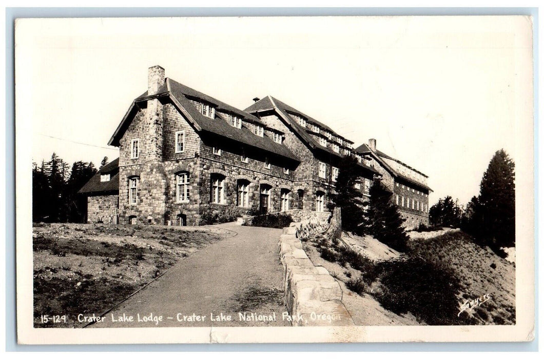 1947 Crater Lake Lodge Crater Lake National Park Oregon OR RPPC Photo Postcard