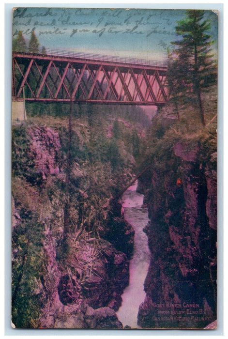 1906 Goat River Canon From Below Elko BC Canadian Pacific Railway Postcard