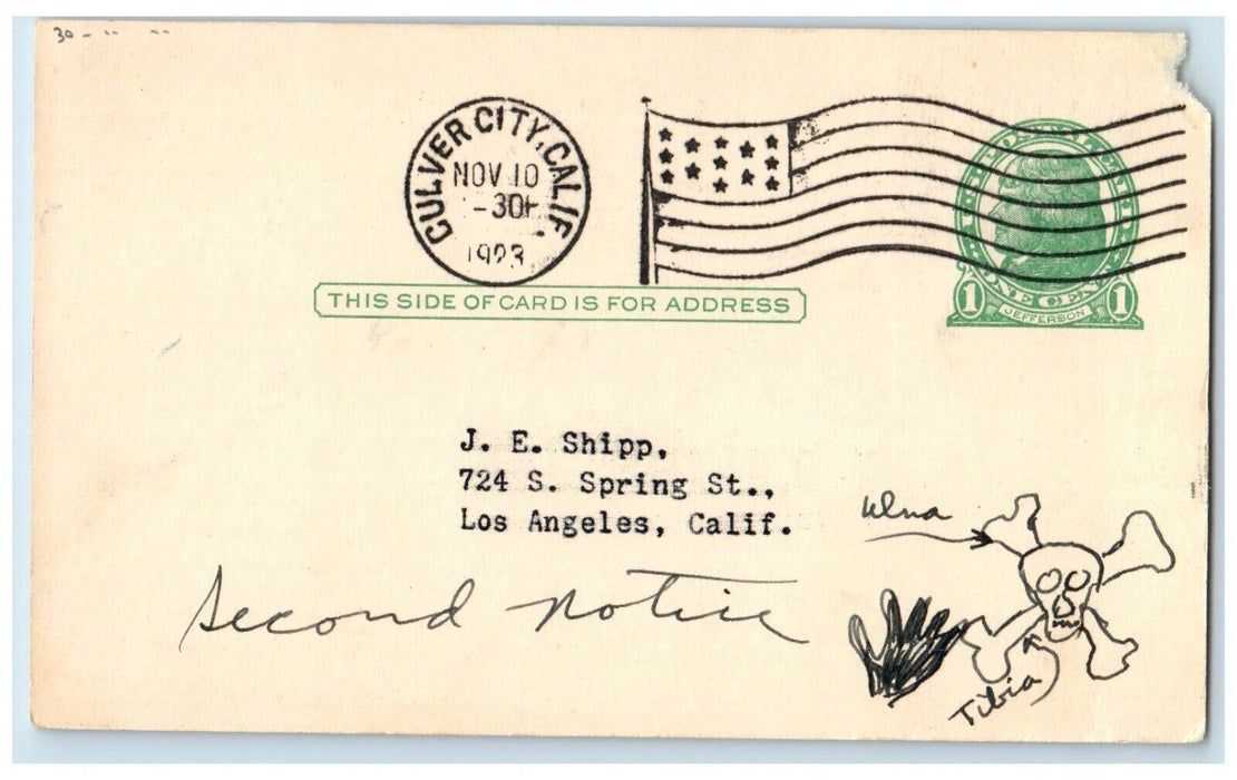 1923 Anna Christie Letter Movie Advertising Culver City California CA Postcard
